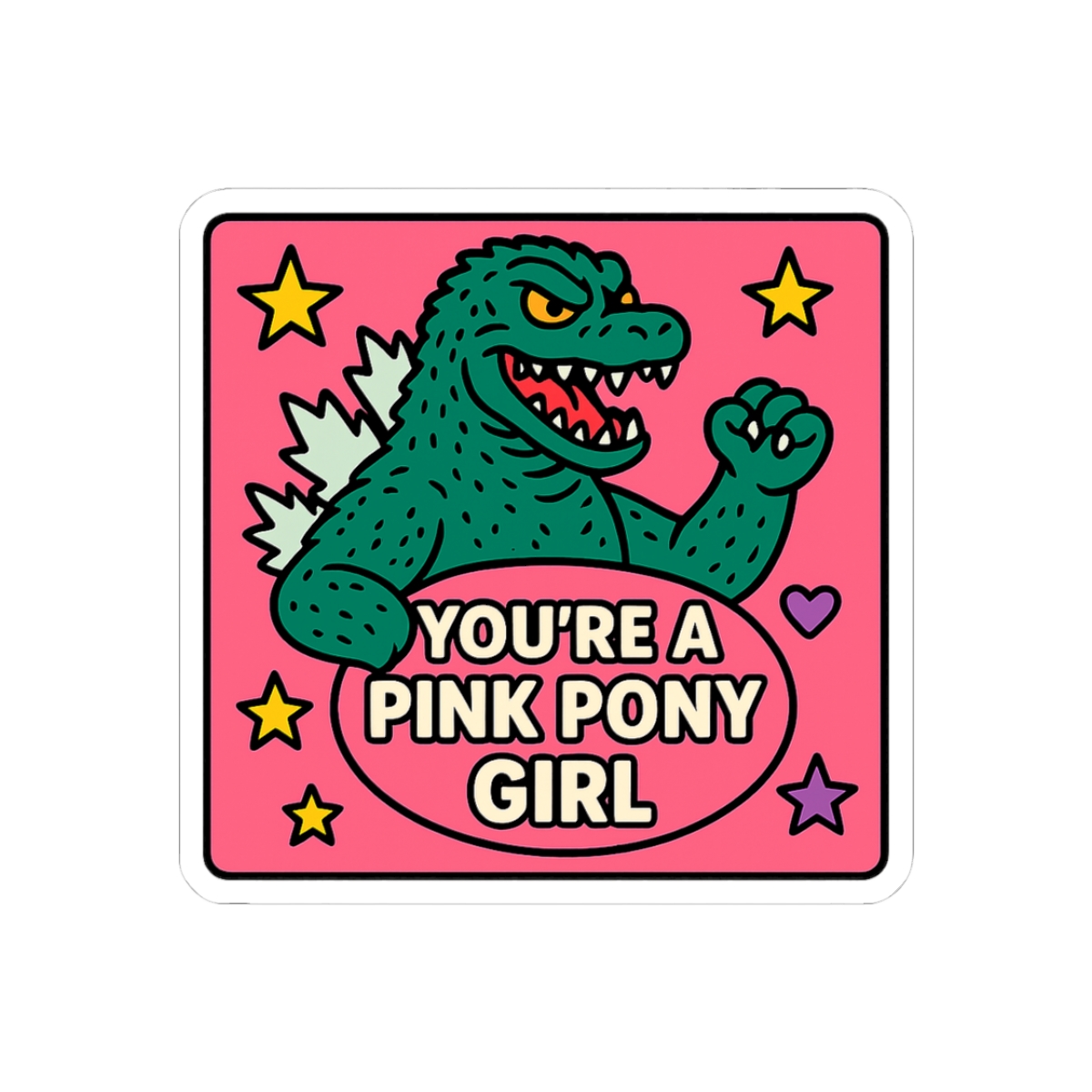 Pink Pony Girl Godzilla Sticker: Chappell Roan Inspired LGBTQ+ Meme - Official stickers merchandise