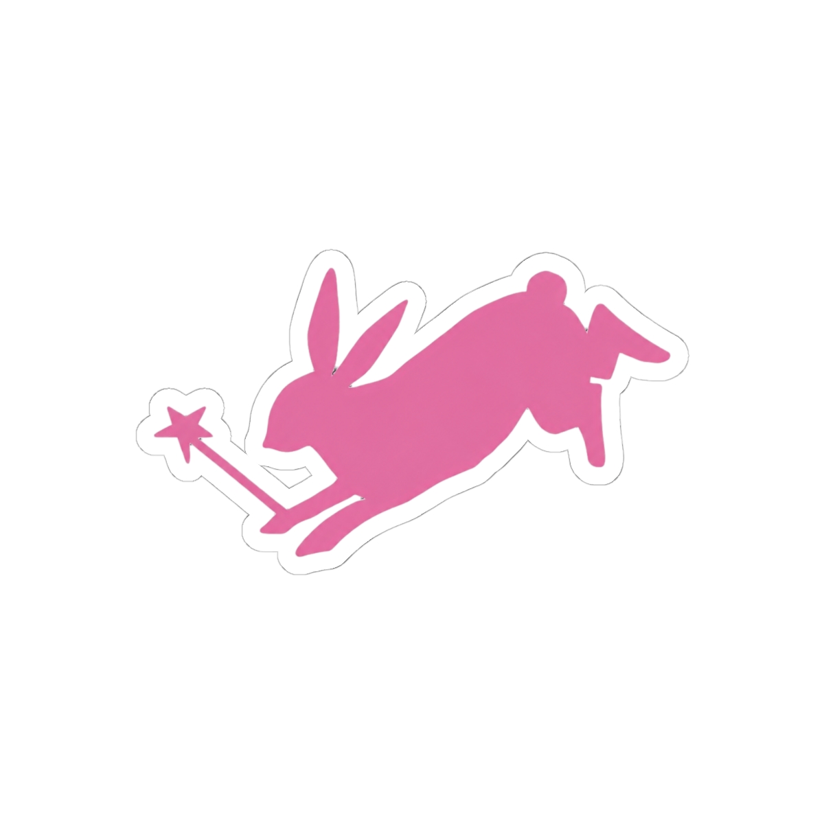 Pink Wand and Rabbit Cute Magical Sticker | Fantasy Fan Decal - Official Stickers merchandise