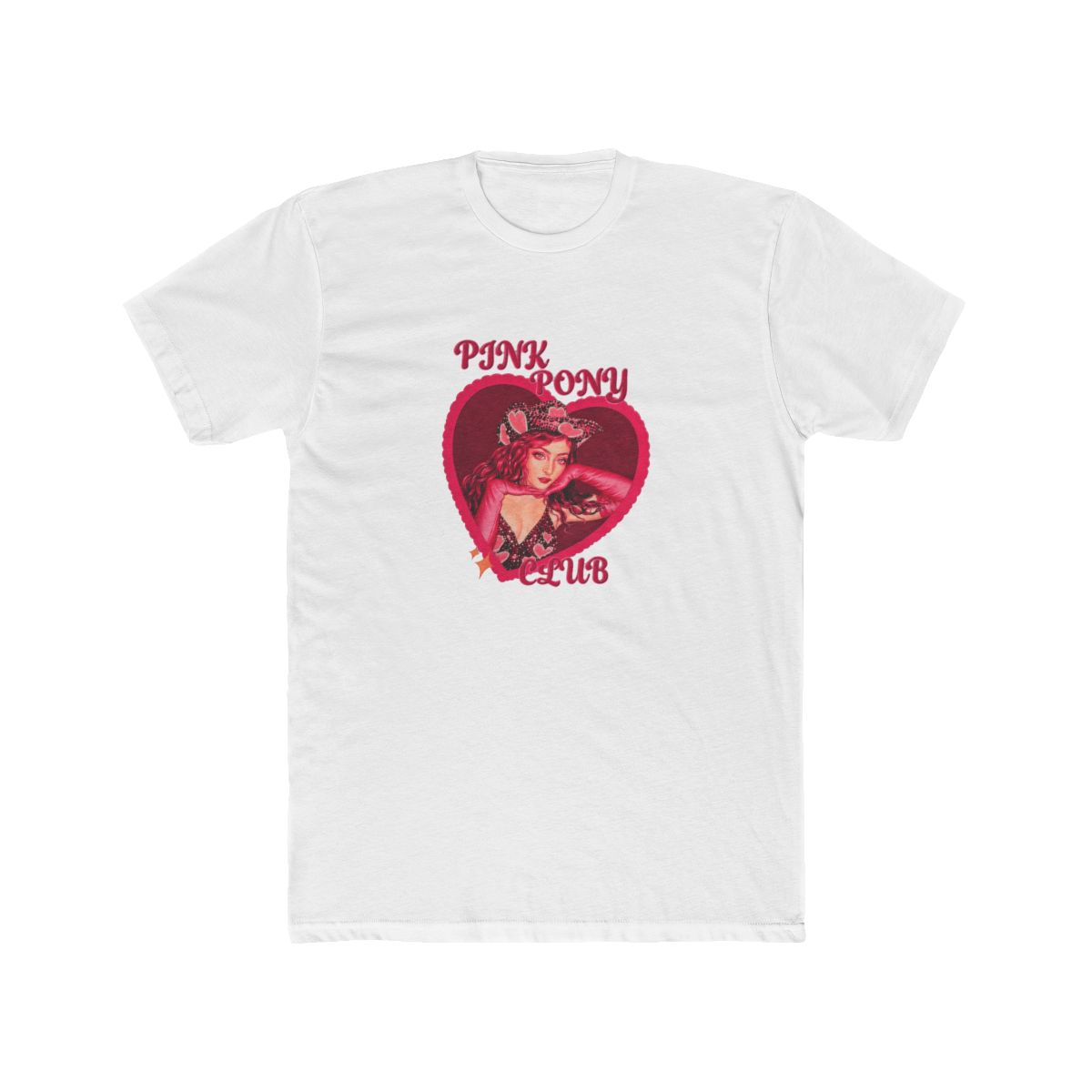 Two T-Shirts with a pink heart design featuring a woman wearing a cowboy and the text - Official t-shirts merchandise